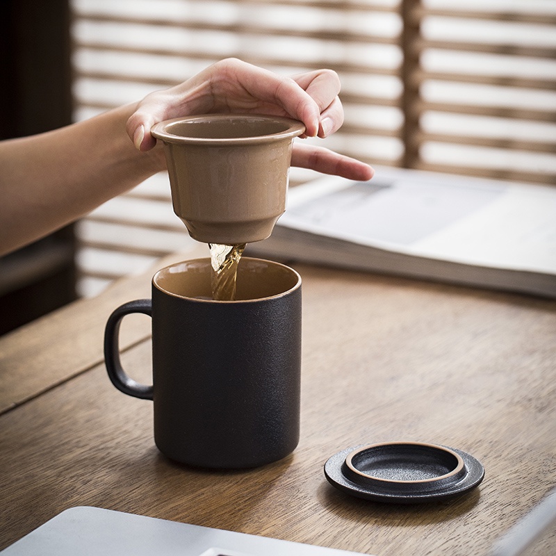 【客製化】【馬克杯】陶瓷泡茶杯 茶水分離 私人訂製 LOGO 辦公室 馬克杯 男士個人 專用 大水杯