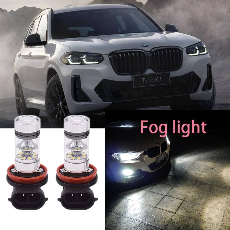 BMW 2pcs 霧燈 H11 6000K 白色投影儀 LED 12V 燈泡適用於寶馬 X3 2011-2023