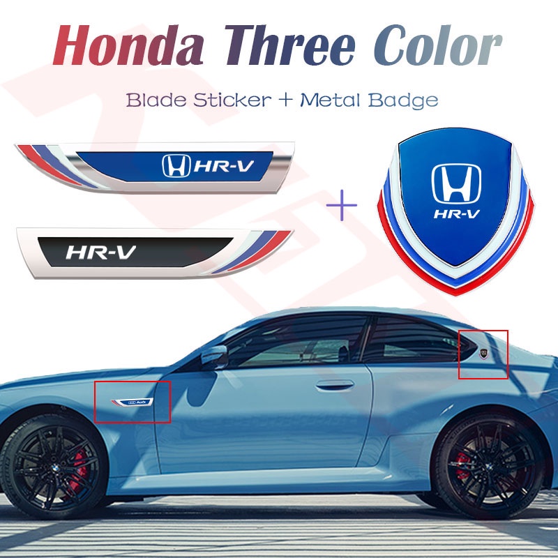 HONDA 4 件套本田 HRV HR-V 3 色 3D 金屬車身貼紙擋泥板側標貼紙車窗貼紙汽車內飾配件