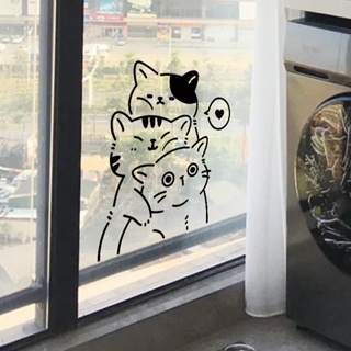 玻璃裝飾貼廚房門貼紙推拉雙開玻璃門防撞貼紙商店鋪移門裝飾創意貓咪窗貼畫