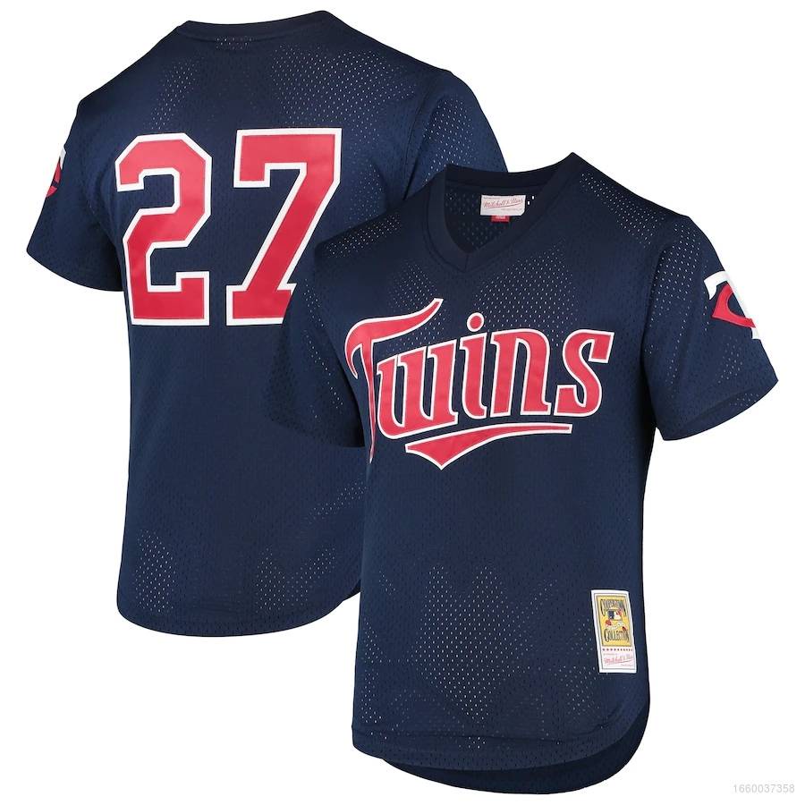加 MLB 明尼蘇達雙胞胎棒球 T 恤 Puckett Ortiz 球衣運動 T 恤加大碼球員版男女皆宜