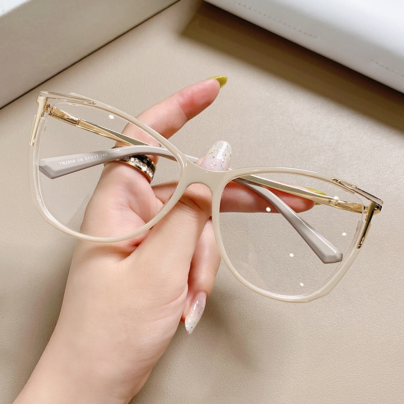 高品質復古氣質大框貓眼眼鏡框歐美熱門素顏平光鏡防輻射眼鏡