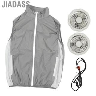 Jiadass 空調衣服聚酯一按打開冷卻風扇背心適合戶外