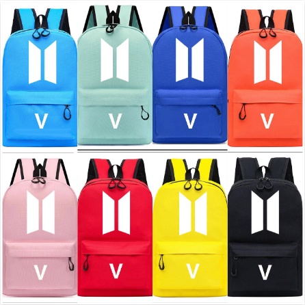 Kpop BTS V 雙肩包書包書包學生旅行單肩包帆布背包休閒雙肩包