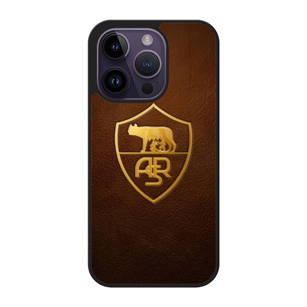 As Roma 皮革徽標足球手機殼防摔保護套 TPU 適用於 IPhone XR XS 13 14 15 Pro MAX