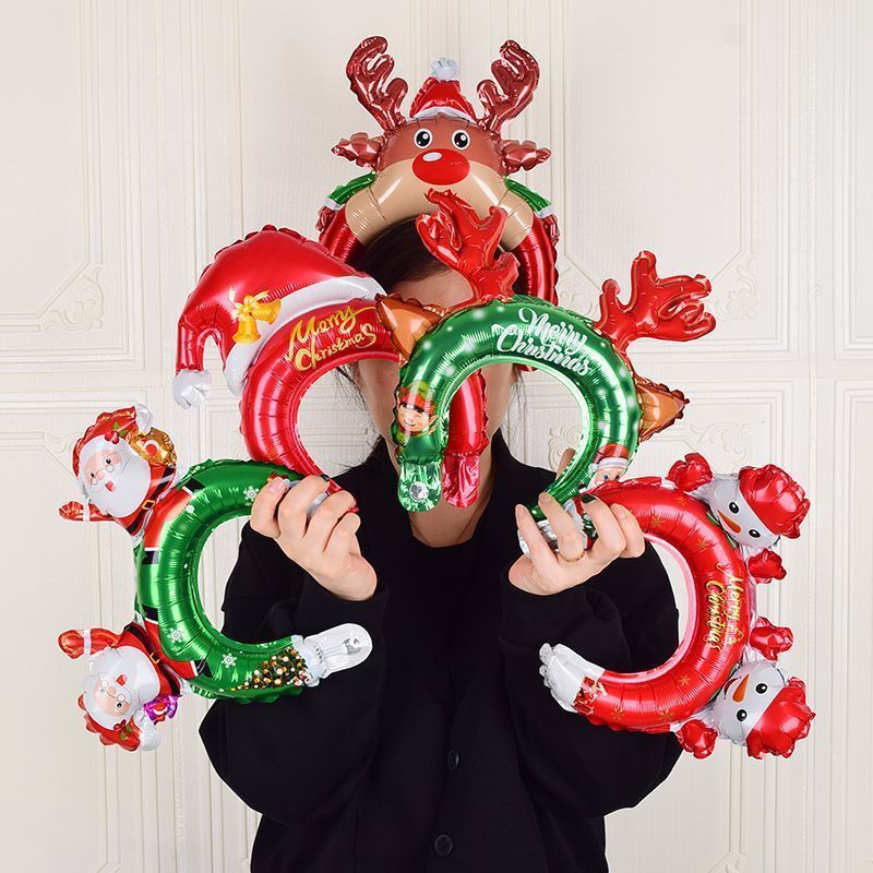 六分埔禮品★豪華聖誕氣球髮箍(6款)★(現貨/發票)-聖誕節裝扮道具 鋁質氣球頭飾 聖誕節氣球髮箍