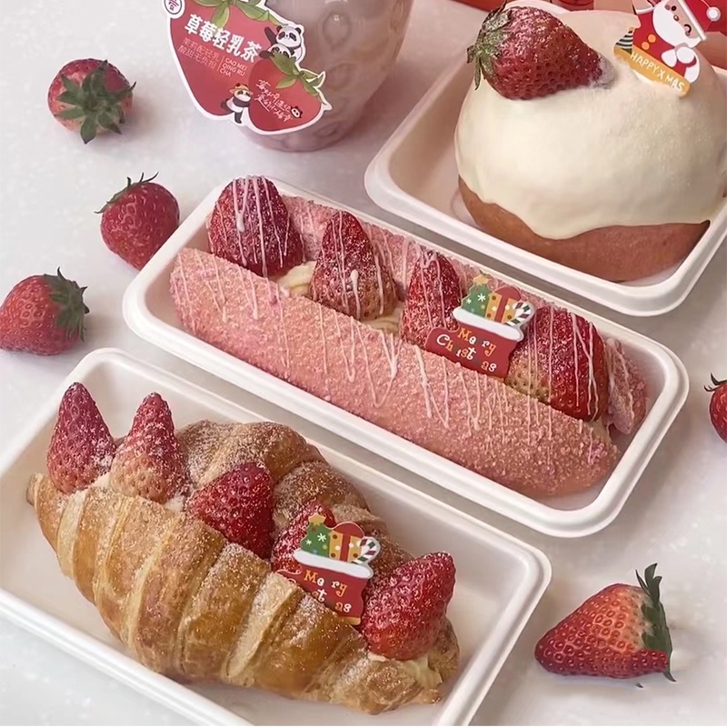 【現貨】【熱狗包裝盒】長條草莓 魔法棒 夾心麵包 包裝盒 長條水果 草莓奶油 熱狗 一次性 打包盒