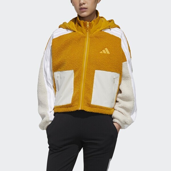 Adidas Urban Boa Short GM1425 女 短版 連帽外套 運動 訓練 亞洲版 黃 米白