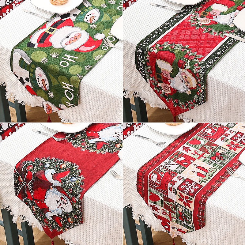 聖誕節 新品聖誕裝飾新款聖誕滌棉桌旗創意聖居家裝扮誕桌布餐桌裝飾