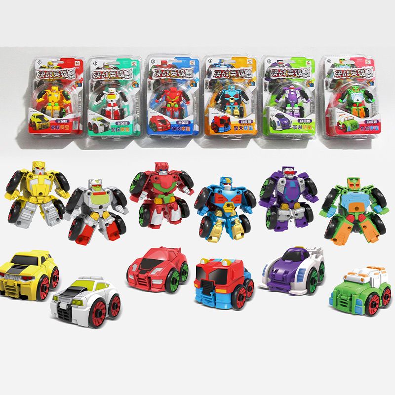 兒童Q版變形玩具車6款袋裝變形汽車人玩具機器人幼兒園模型