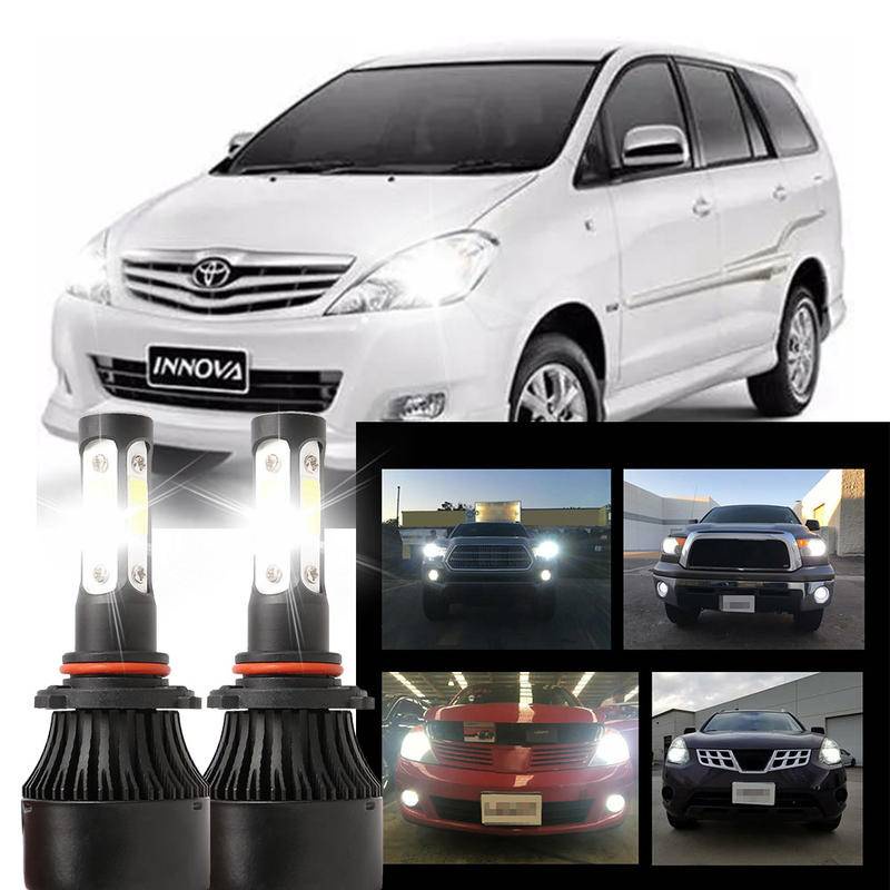 2 件白色 LED 6000K X7 4 側燈泡 NW 大燈套件適用於豐田 Innova 2004-2015(前照燈)