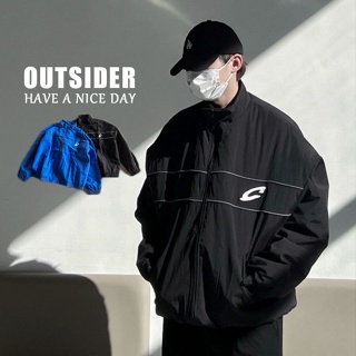 【Outsider】C字尼龍外套 條紋 外套 Y2K 立領外套 風衣