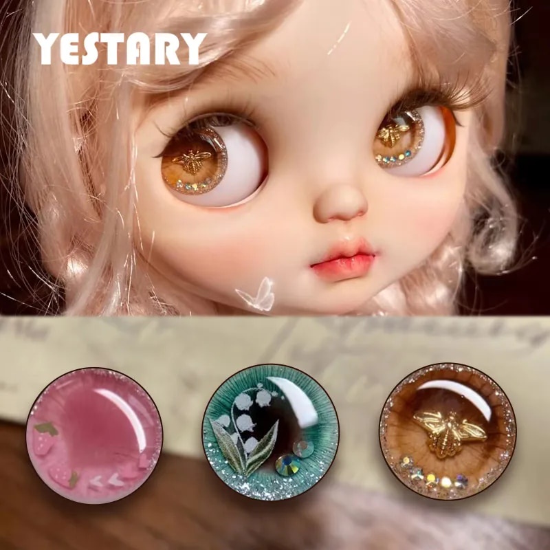 BJD娃娃配件 玩具眼睛 Blythe 閃閃發光滴膠眼片 娃娃眼睛工藝品 彩色眼睛 娃娃眼球