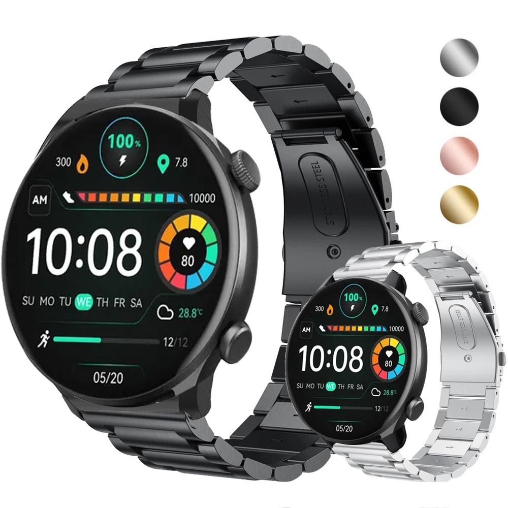 22 毫米手錶手鍊錶帶適用於 HAYLOU Solar Plus RT3 智能手錶不銹鋼錶帶適用於 Solar Plus