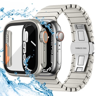 適用於 Apple Watch 8 7 45 mm 41mm 44mm 40mm防水秒變蘋果手錶秒變ultra螢幕保護殼