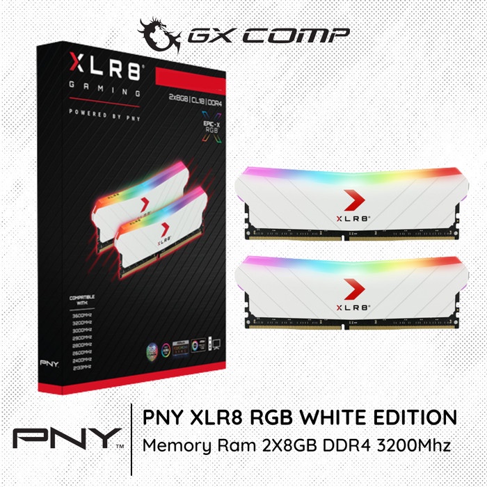 Pny XLR8 RGB 白色版 2X8GB DDR4 3200Mhz 內存 Ram PC 3200