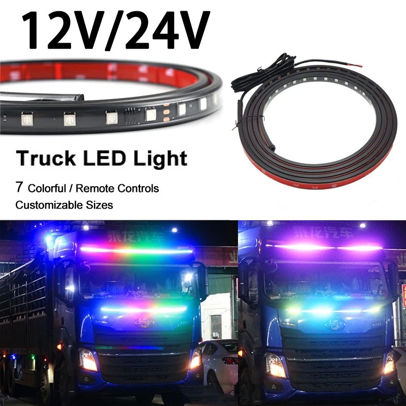12v/24v 卡車 LED RGB 裝飾燈 7 色閃爍環境照明夜間安全駕駛警示燈環境燈