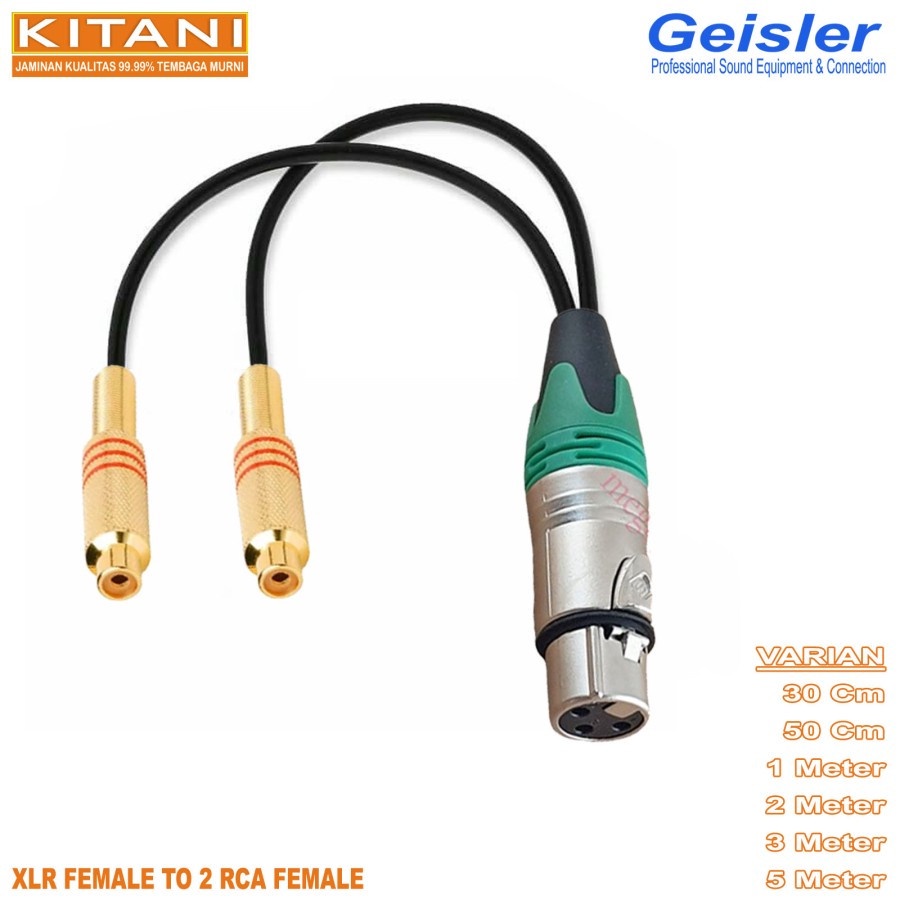 插孔分支電纜佳能 XLR 母頭 GEISLER 到 2 RCA 母頭/母頭-Kitani