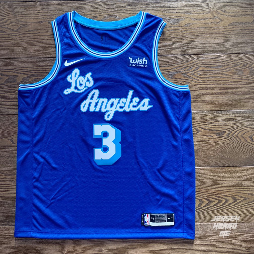 球衣熱賣 Anthony Davis AD 20-21 HWC 一眉 湖人 復古 草寫藍 球迷版 NBA 球衣
