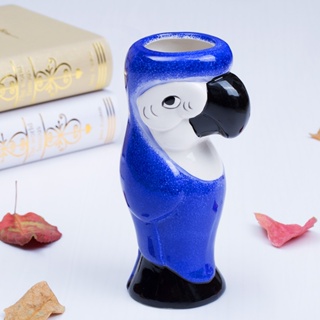 藍色鸚鵡造型夏威夷雞尾酒杯陶瓷杯tiki杯特調雞尾酒杯