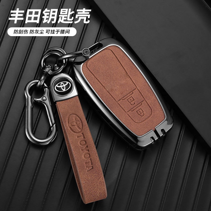 5/6 按鈕皮革汽車鑰匙套鑰匙包適用於豐田 Alphard PREVIA Voxy Noah Esquire Vellf