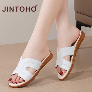 Jintoho 2023 新款女式真皮涼鞋時尚休閒皮革拖鞋女式防滑