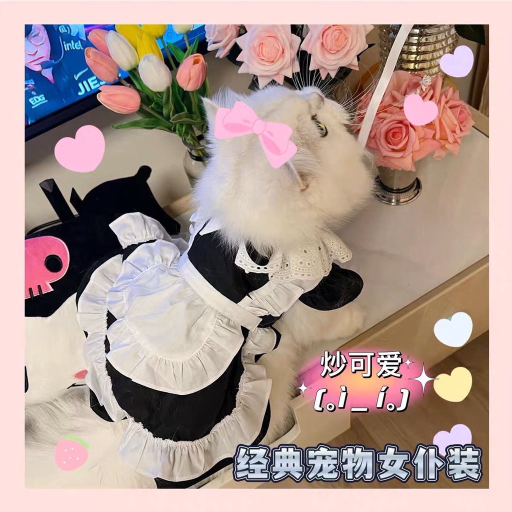 貓咪女僕裝 貓貓衣服 小貓衣服 貓衣服寵物 蘿莉塔洋裝 狗狗黑執事寵物蘿莉塔動漫cos小型犬幼貓可愛公主裙子布偶貓