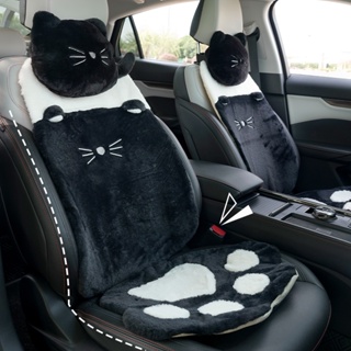 貓爪汽車座墊創意冬季舒適保暖座墊毛絨可愛卡通汽車座套