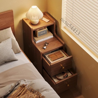 【可開發票】免運 床頭櫃簡約現代臥室家用超窄實木色夾縫床邊置物架小型收納柜子