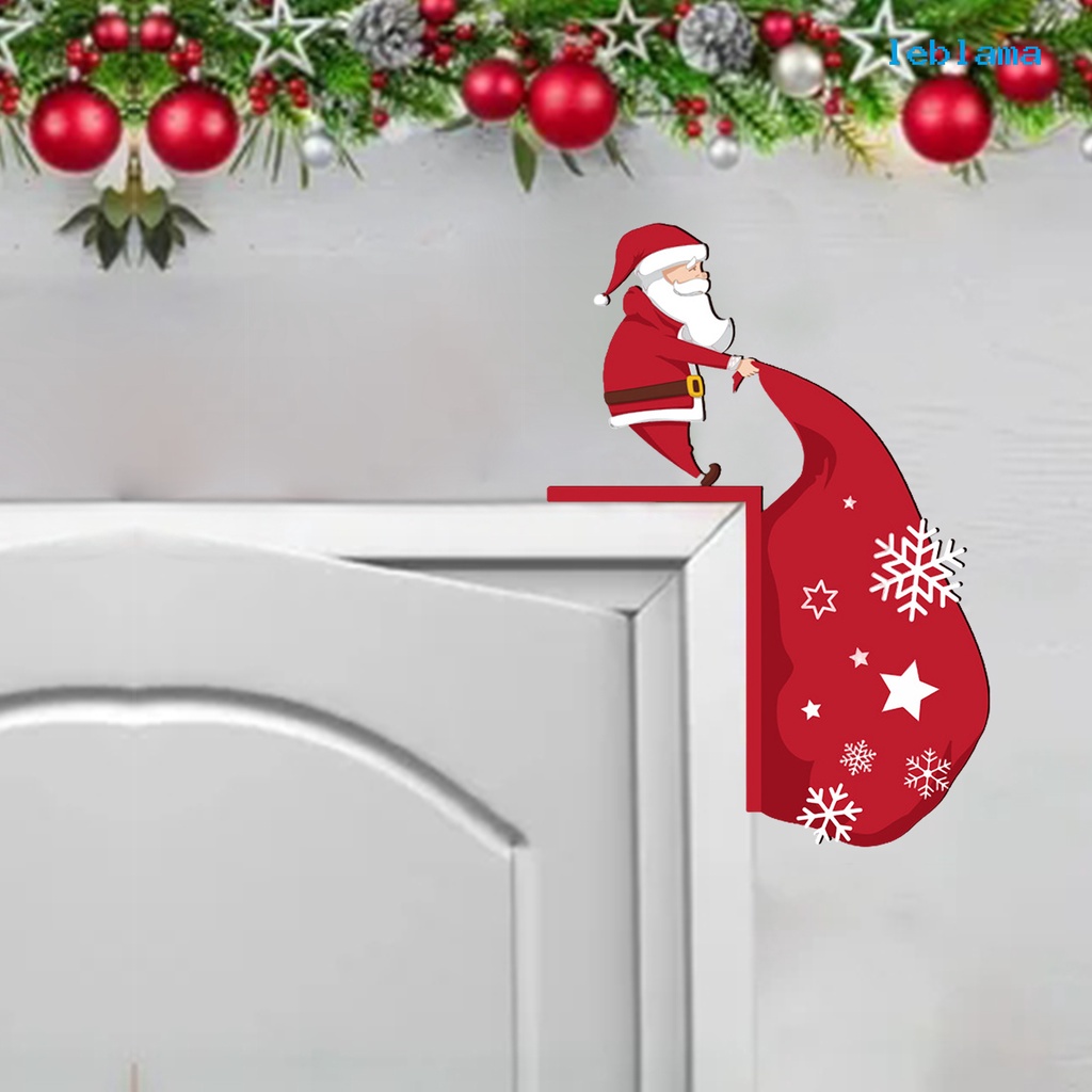 [LBA] 立體耶誕老人鹿車木質門角貼門框節日裝飾牆貼彩色5mm木板