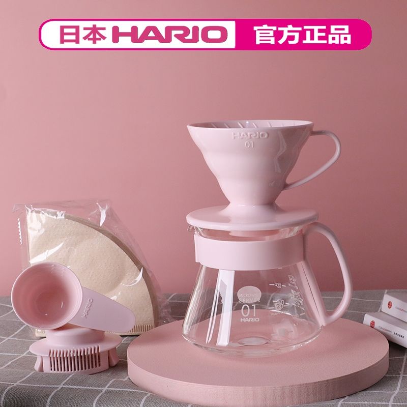 HARIO日本玻璃手衝咖啡壺套裝V60滴濾式咖啡器具摩卡白色美式