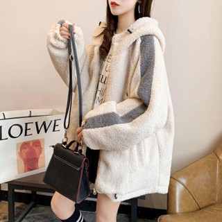 🌟Lovely愛出貨🌟羊羔毛絨外套女寬鬆韓版秋冬2023新款百搭加絨加厚連帽衛衣ins潮