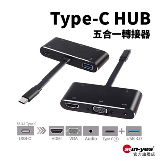 Type-C轉HDMI五合一轉接器｜SY-HUB07｜支援iPhone15/Switch雙影像同步輸出與監聽功能/即插用