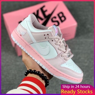 新款粉色 Nike SB Dunk Low 女鞋 Pu 皮革運動平底運動鞋 Kasut