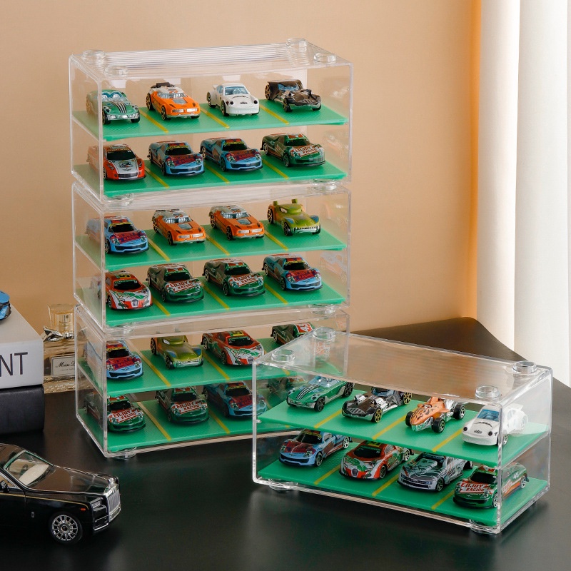 【全網最低價】多美卡 1:64仿真汽車模型 停車場 車庫 模型 場景 透明展示盒 玩具車收納