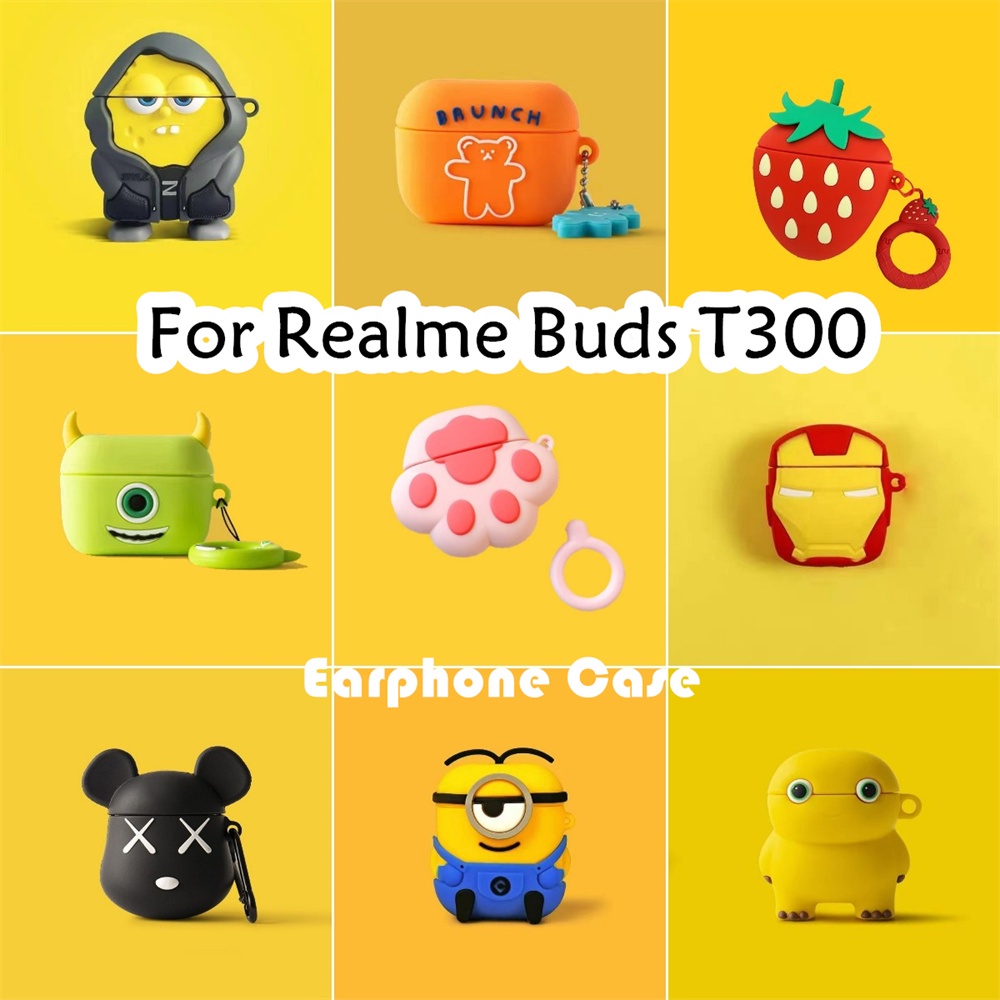 【現貨】適用於 Realme Buds T300 手機殼卡通創新系列軟矽膠耳機殼外殼保護套 NO.4