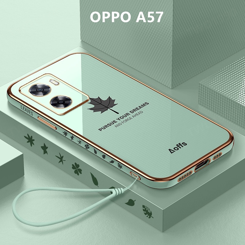 外殼 OPPO A57 4G 2022 楓葉電鍍保護套軟 TPU 手機殼 OPPO A57 4G