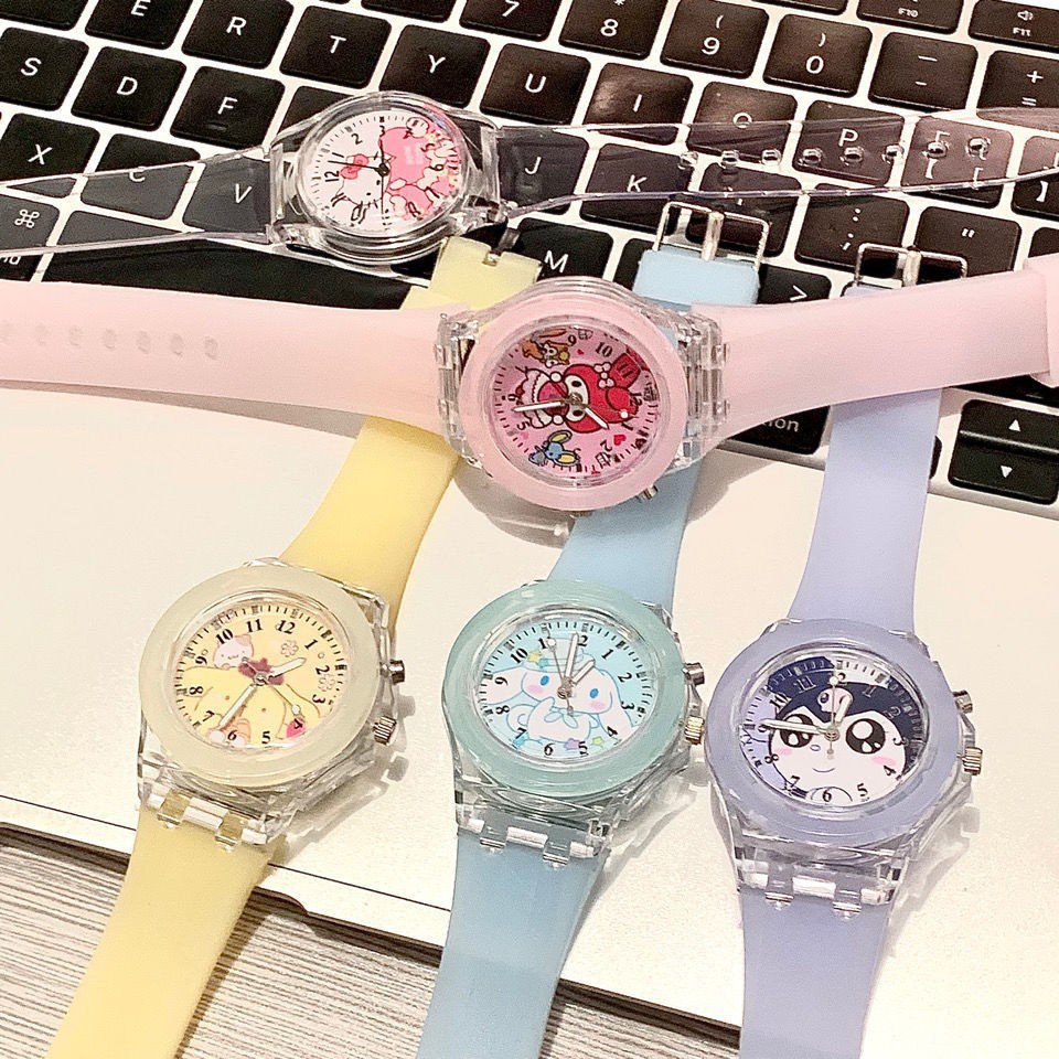 三麗鷗 Glow Jelly 手錶 Kitty Cat Culomi 肉桂狗布丁卡通可愛兒童數字手錶