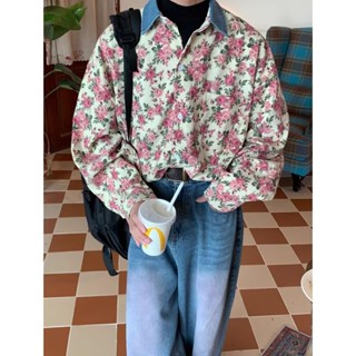 【HOT 本舖】男裝 提花牛仔外套男 春秋季工裝夾克 美式潮牌痞帥炸街大碼休閒男裝 碎花外套