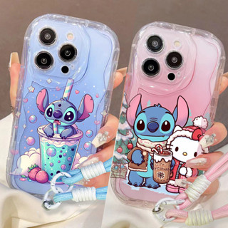 Sweet Stitch Hello Kitty 卡通手機殼相容 iPhone 16 15 14 13 Pro 15 1