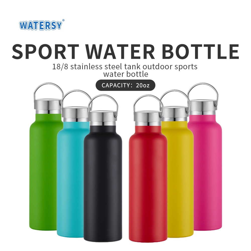 Watersy 600ml 美式大口杯雙層 304 不銹鋼保溫杯真空保溫瓶帶鋼蓋 20 盎司戶外運動水壺