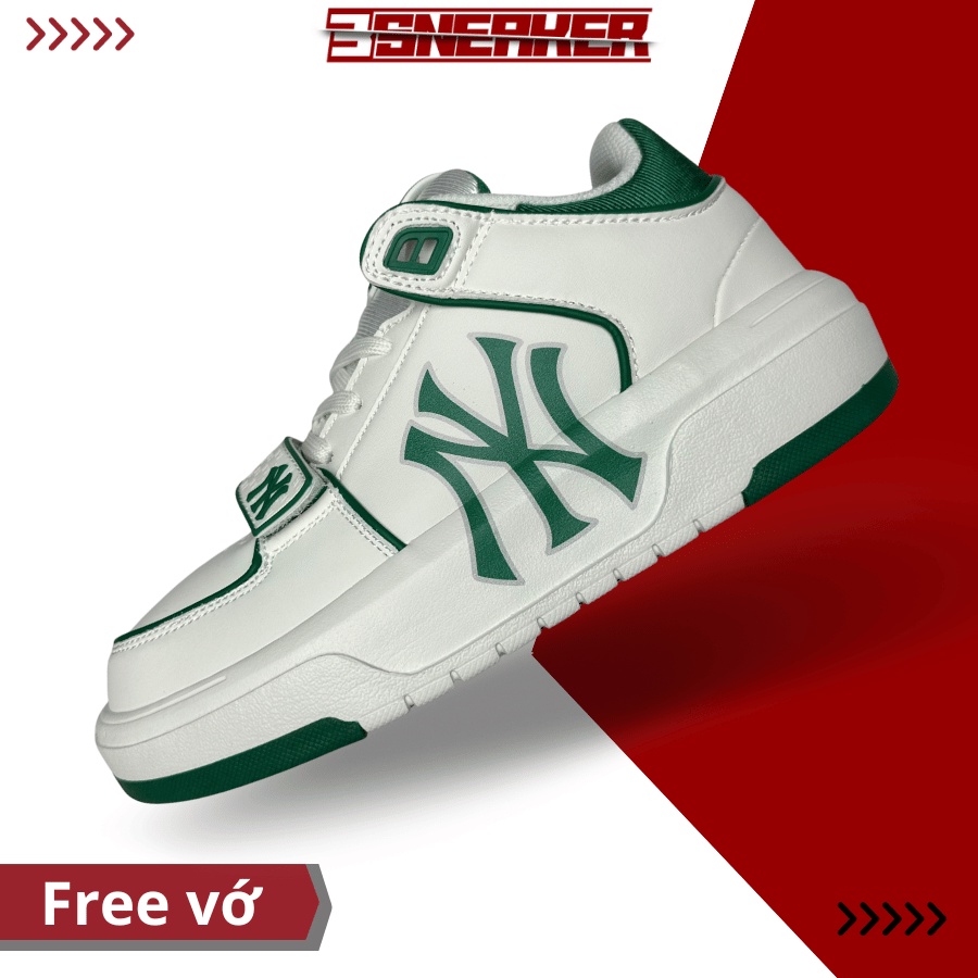 Chunky Liner 中號綠色運動鞋 MLB Liner Mid NY 白色和綠色 - 3 運動鞋