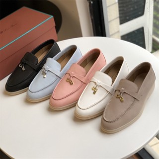 DANDT純原新款舒適真皮吊墜樂福鞋LP一腳蹬休閑平底單鞋女鞋(23 DEC TRA) 外銷女鞋