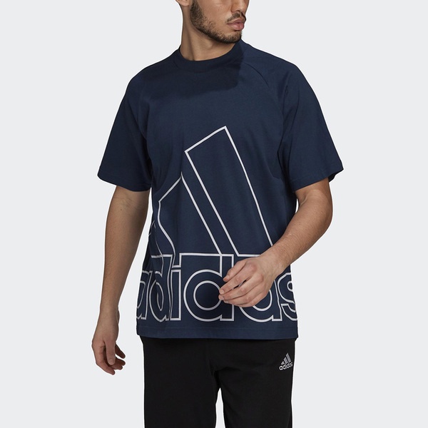 Adidas U Big Logo T GU4292 男女 短袖上衣 T恤 運動 休閒 大LOGO 亞洲版 深藍