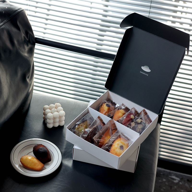 現貨 網紅瑪德琳包裝盒 子烘焙常溫蛋糕費南雪餅乾蛋撻甜點禮盒訂製logo