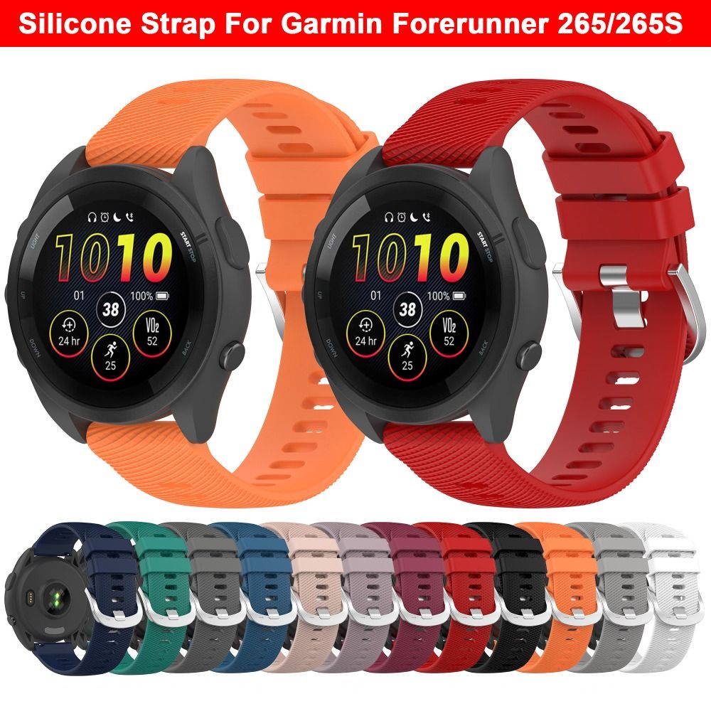 Garmin Forerunner 265/265S 健身替換錶帶手鍊智能手錶配件的軟矽膠運動錶帶錶帶