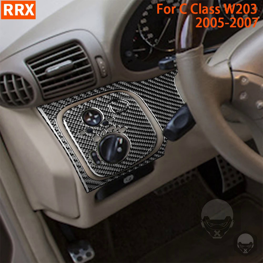 汽車駕駛員側儀表板面板微光控制罩真正的碳纖維貼紙適合梅賽德斯-賓士 C 級 W203 2005-2007