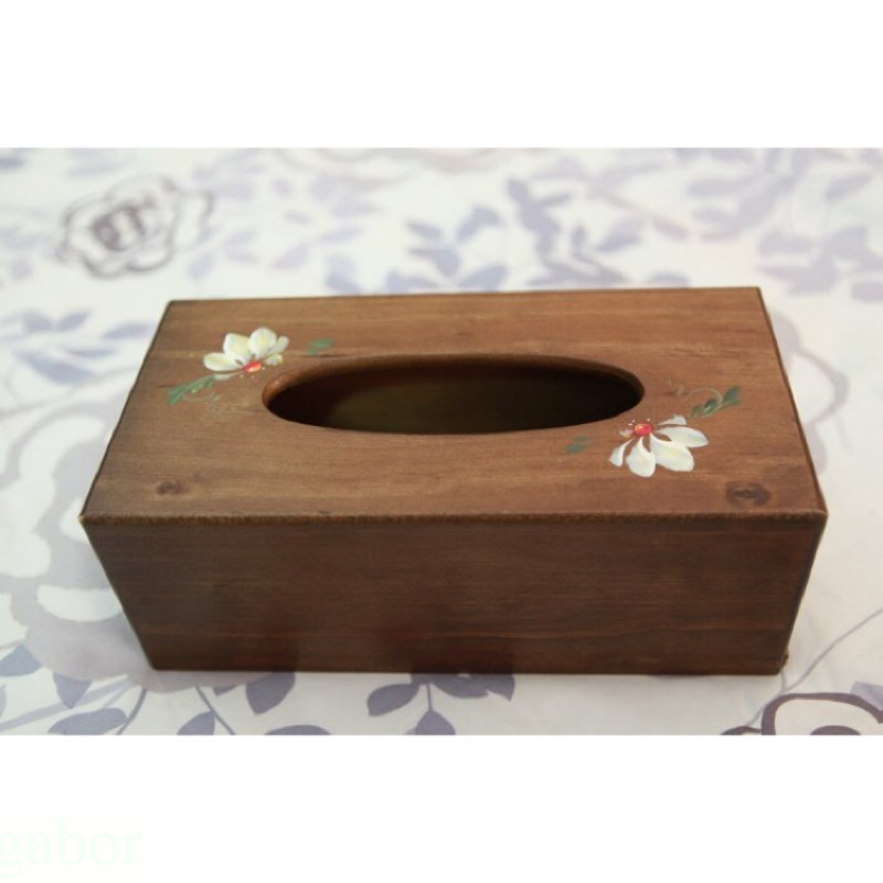 [HOME] 面紙盒 瑪格麗特實木彩繪面紙盒 超取限4件 抽紙盒 衛生紙盒