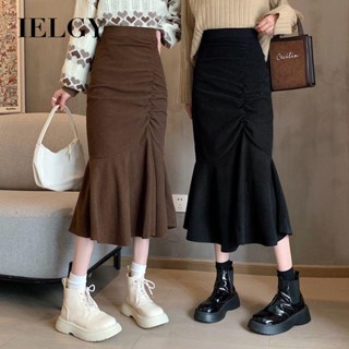 IELGY 設計感燈芯絨純色包臀美人魚裙女