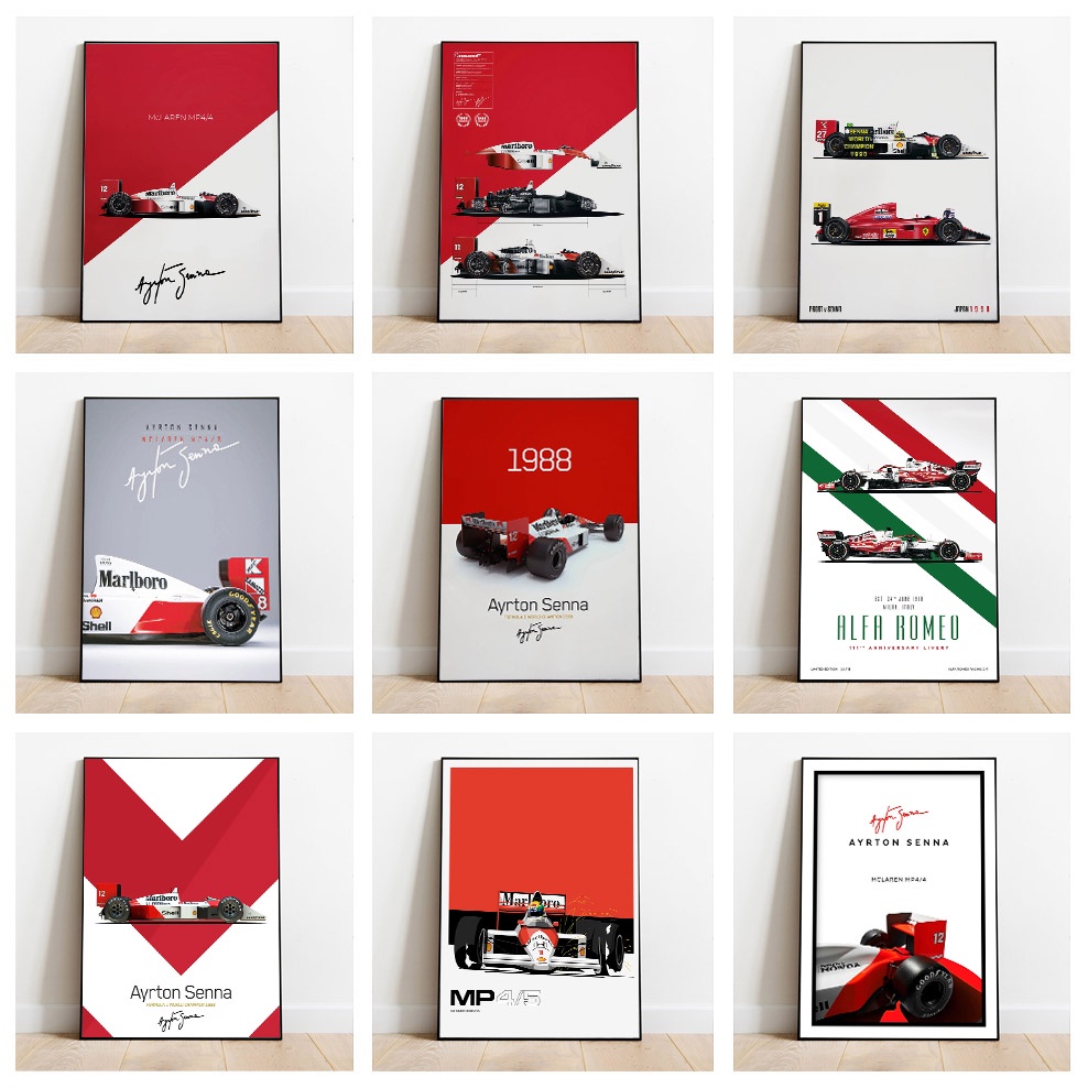 Nt1419 禮物 Ayrton Senna Mclaren MP4 Formula 1 F1 賽車海報印刷牆壁藝術圖片